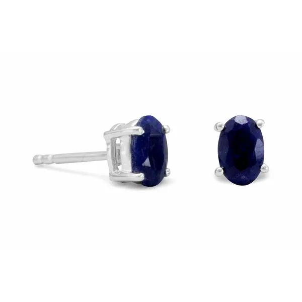 Sterling Silver Faceted Oval Blue Corundum Earrings Raleigh Diamond Fine Jewelry Raleigh, NC