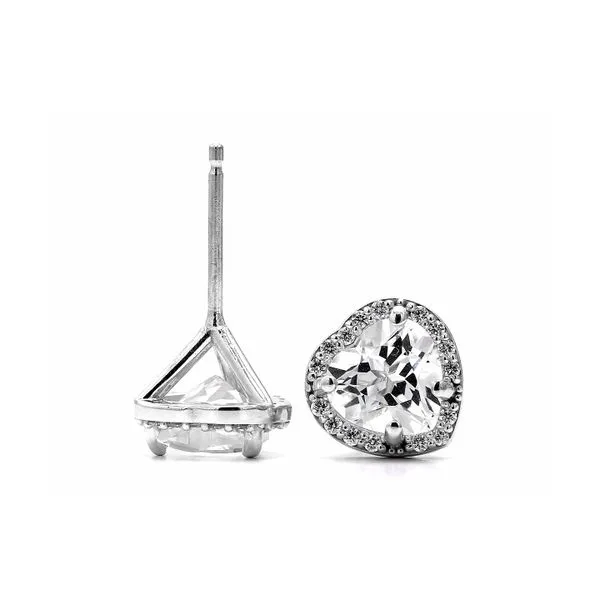 14K White Gold 1.90ctw White Toapz Hearts + 0.08ctw Halo Diamonds Raleigh Diamond Fine Jewelry Raleigh, NC