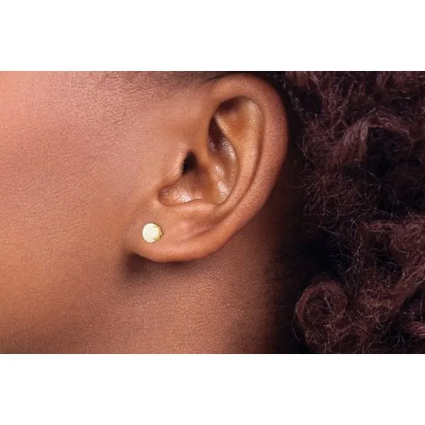 14K Yellow Gold Madi K Round Opal Stud 5.0mm Earrings Image 2 Raleigh Diamond Fine Jewelry Raleigh, NC