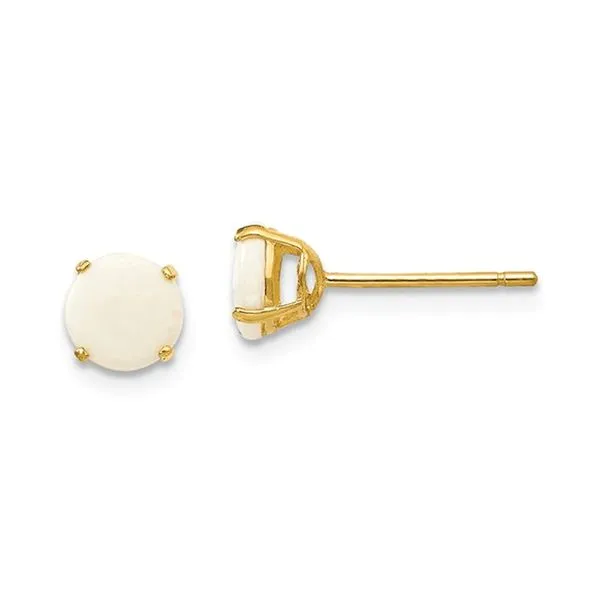 14K Yellow Gold Madi K Round Opal Stud 5.0mm Earrings Raleigh Diamond Fine Jewelry Raleigh, NC