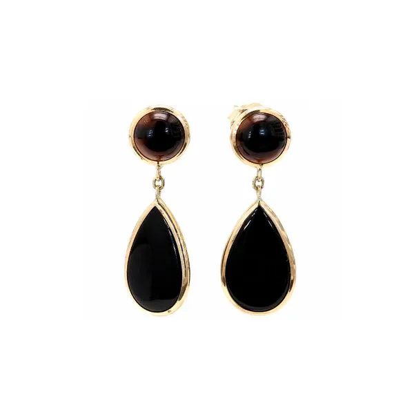 14K Yellow Gold Onyx Teardrop Dangle Post Earrings Raleigh Diamond Fine Jewelry Raleigh, NC