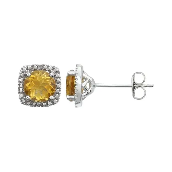 Sterling Silver 0.015ctw Citrine November Birthstone Diamond Studs Earrings Raleigh Diamond Fine Jewelry Raleigh, NC