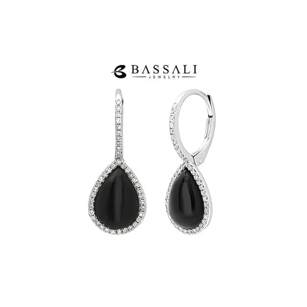 14K White Gold Black Onyx + 84 Diamond = 0.24ctw Drop Earrings Raleigh Diamond Fine Jewelry Raleigh, NC