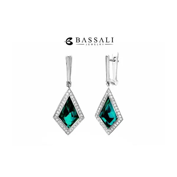 Bassali 14K White Gold Blue Topaz Kites 4.25ctw Diamonds 0.33ctw Dangle Earrings Raleigh Diamond Fine Jewelry Raleigh, NC