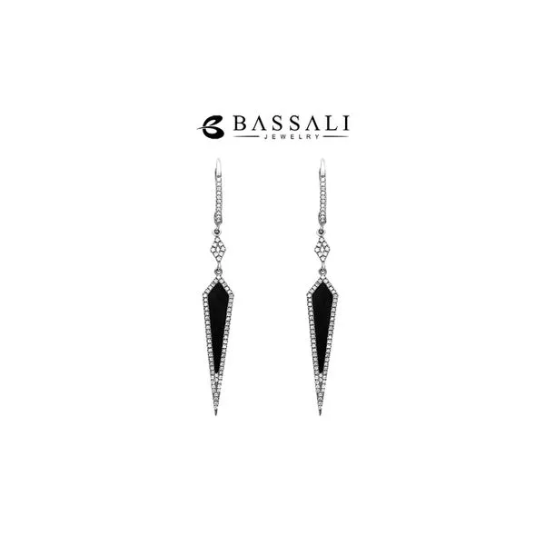 14K White Gold 0.34ctw Spike Drops Black Onyx + Diamonds Raleigh Diamond Fine Jewelry Raleigh, NC