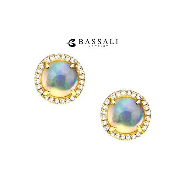 14K Yellow Gold 1.06ctw Opal 0.96ct + Halo Diamonds 0.10ctw Raleigh Diamond Fine Jewelry Raleigh, NC