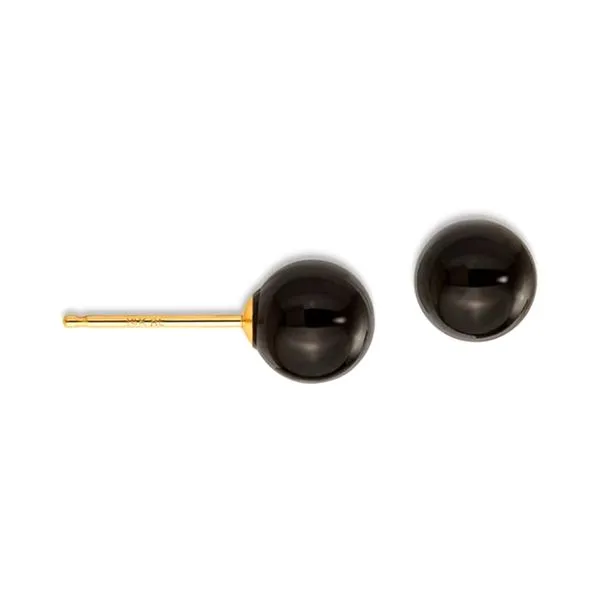 14K Yellow Gold Black Onyx Balls 6mm Stud Earrings Raleigh Diamond Fine Jewelry Raleigh, NC