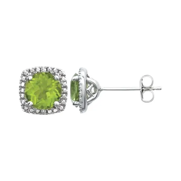 Sterling Silver 0.015ctw Peridot August Birthstone Diamond Stud Earrings Raleigh Diamond Fine Jewelry Raleigh, NC