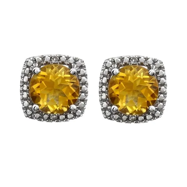 Sterling Silver 0.015ctw Diamonds Garnet January Birthstone Stud Earrings Image 2 Raleigh Diamond Fine Jewelry Raleigh, NC