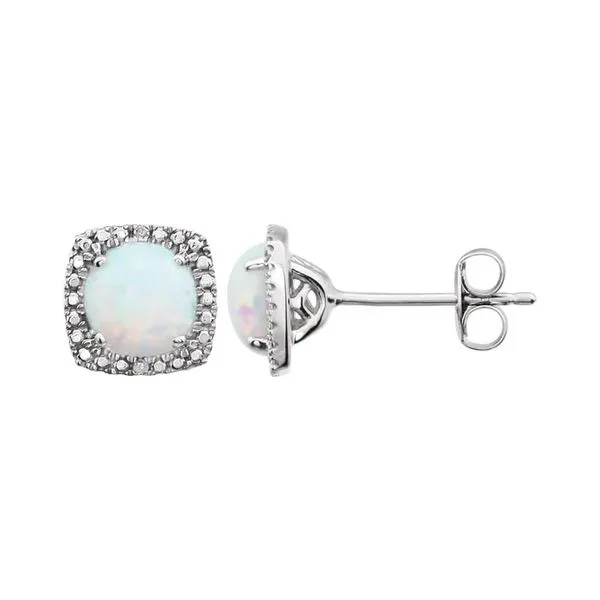 Sterling Silver 0.015ctw Created Opal October Birthstone Earrings Diamonds Raleigh Diamond Fine Jewelry Raleigh, NC