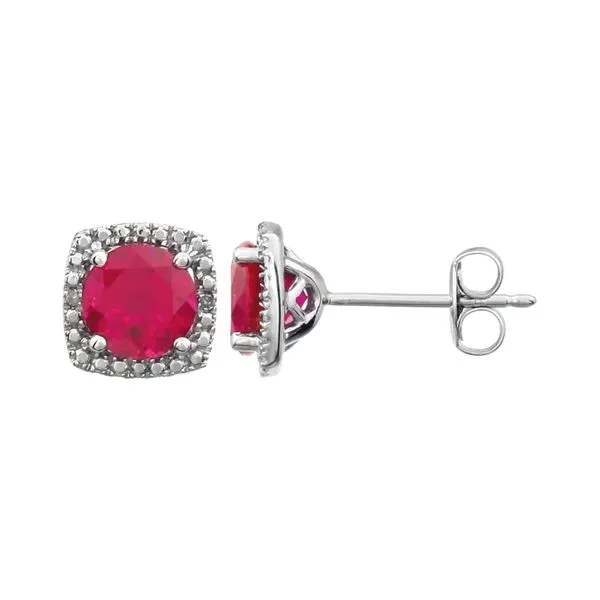 Sterling Silver 0.015ctw Lab Ruby July Birthstone Diamond Stud Earrings Raleigh Diamond Fine Jewelry Raleigh, NC