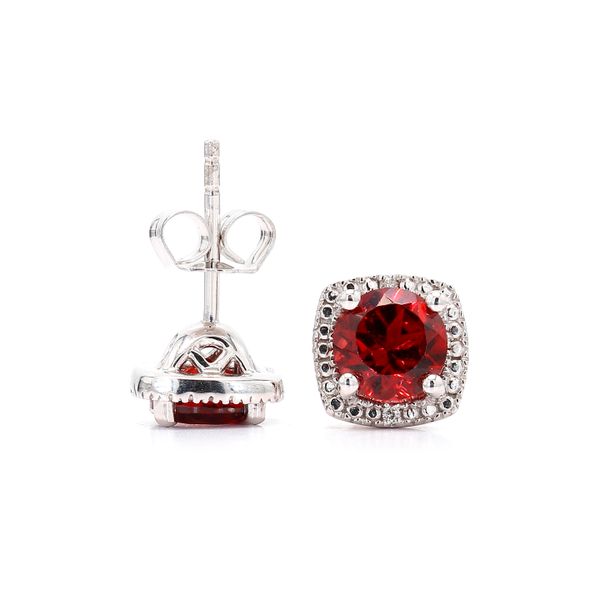 Sterling Silver 0.015ctw Diamonds Garnet January Birthstone Stud Earrings Raleigh Diamond Fine Jewelry Raleigh, NC