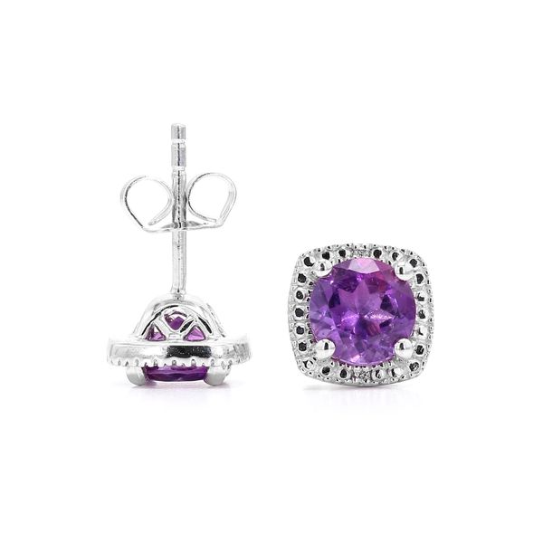 Sterling Silver 0.015ctw Diamonds Amethyst February Birthstone Stud Earrings Raleigh Diamond Fine Jewelry Raleigh, NC