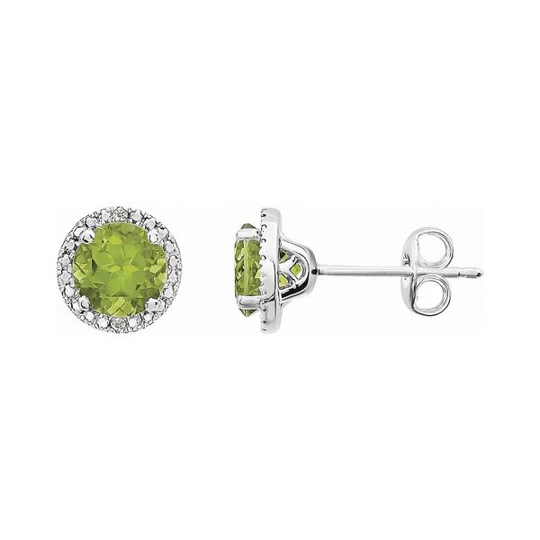 Sterling Silver 0.01ctw Diamond Round Peridot August Birthstone Stud Earrings Raleigh Diamond Fine Jewelry Raleigh, NC