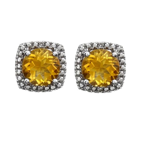 Sterling Silver 0.015ctw Diamonds Garnet January Birthstone Stud Earrings Image 2 Raleigh Diamond Fine Jewelry Raleigh, NC
