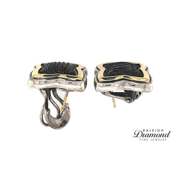 Estate David Yurman 14K Yellow Gold & Sterling Silver Earrings with Black Onyx Image 2 Raleigh Diamond Fine Jewelry Raleigh, NC