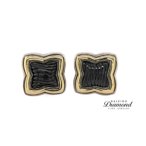 Estate David Yurman 14K Yellow Gold & Sterling Silver Earrings with Black Onyx Raleigh Diamond Fine Jewelry Raleigh, NC