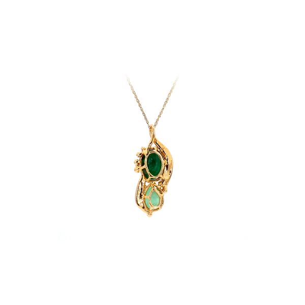 Estate 14K Yellow Gold Oval and Pear Jade Pendant Image 2 Raleigh Diamond Fine Jewelry Raleigh, NC