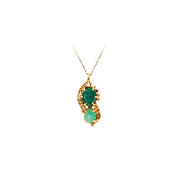 Estate 14K Yellow Gold Oval and Pear Jade Pendant Raleigh Diamond Fine Jewelry Raleigh, NC