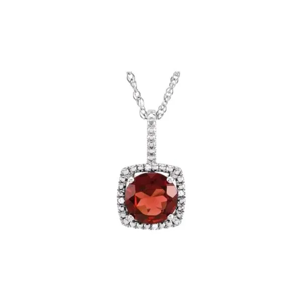 Sterling Silver 0.015ctw Garnet January Birthstone Diamond Necklace Raleigh Diamond Fine Jewelry Raleigh, NC
