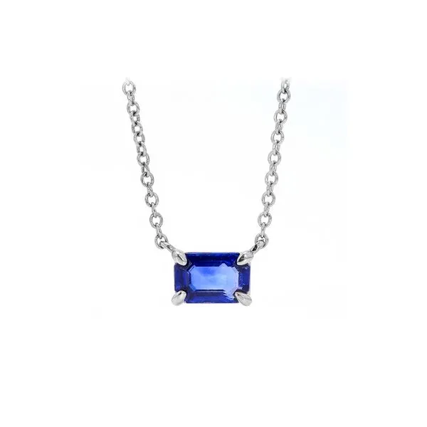 14k White Gold 0.58ct Bright Royal Blue Sapphire on an 18 inch Cable Chain Raleigh Diamond Fine Jewelry Raleigh, NC