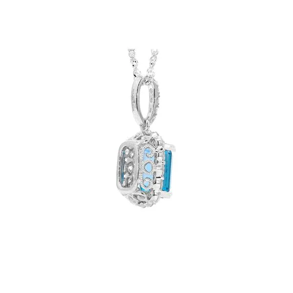 18K + 14K White Gold London Blue Topaz 2.90ct and 0.63 ctw Halo Diamonds Image 2 Raleigh Diamond Fine Jewelry Raleigh, NC