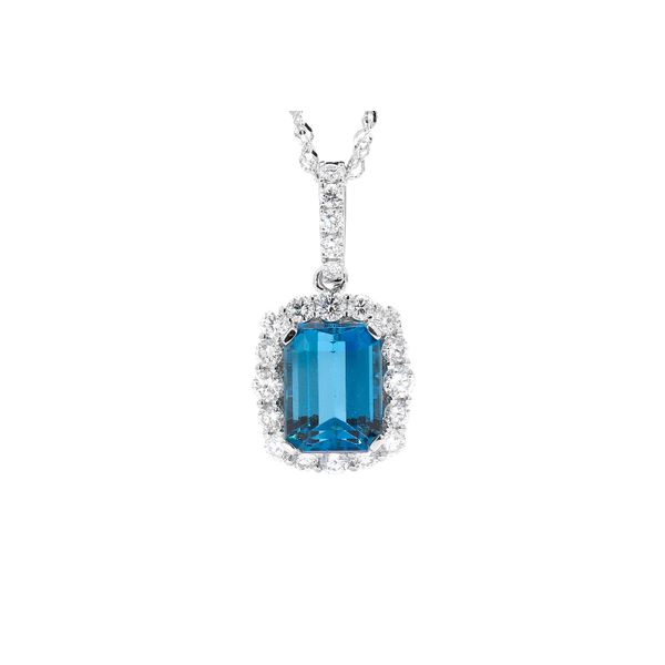 18K + 14K White Gold London Blue Topaz 2.90ct and 0.63 ctw Halo Diamonds Raleigh Diamond Fine Jewelry Raleigh, NC