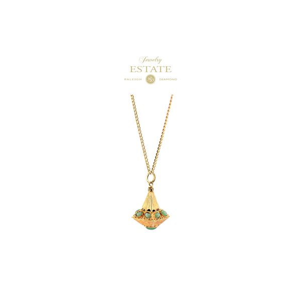 Estate 18K Yellow Gold Cat's Eye Chrysoberyl Pendant - Chain is not included Image 2 Raleigh Diamond Fine Jewelry Raleigh, NC