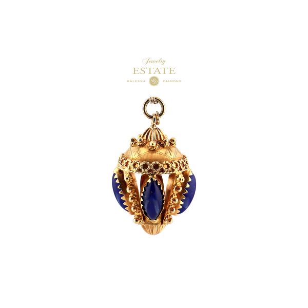 Estate 18K Yellow Gold Lapis Lantern Pendant - Chain available separately Raleigh Diamond Fine Jewelry Raleigh, NC