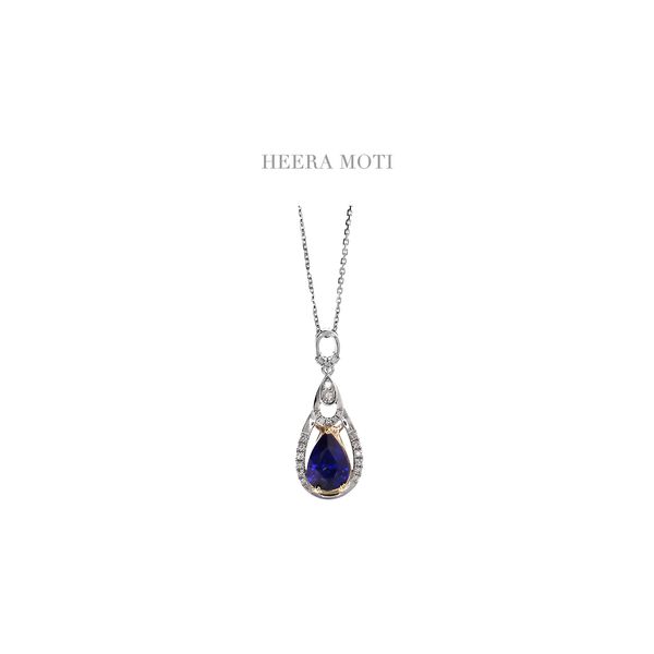 Heera Moti Platinum 2-Tone 2.25ctw Sapphire & 0.20ctw Diamond Drop Pendant with 16