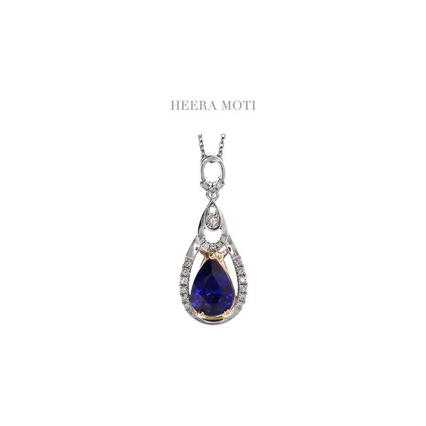 Heera Moti Platinum 2-Tone 2.25ctw Sapphire & 0.20ctw Diamond Drop Pendant with 16