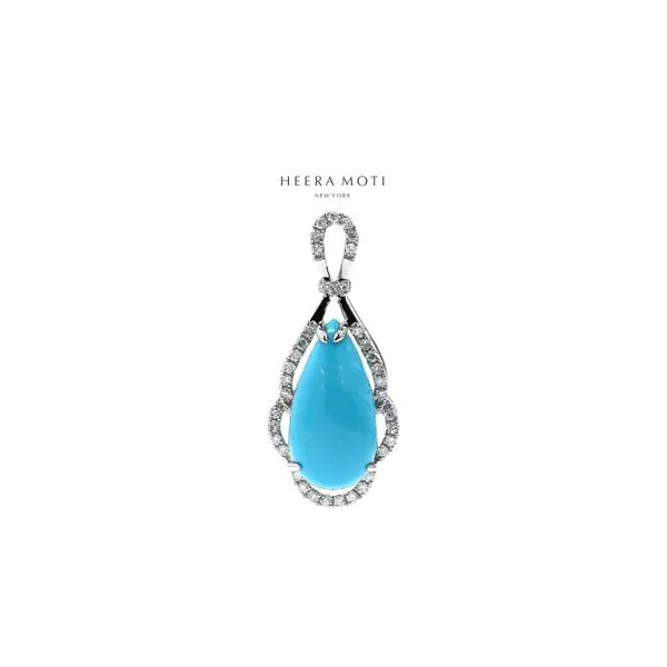 14K White Gold 5.65ctw Turquoise and Diamond Pendant Raleigh Diamond Fine Jewelry Raleigh, NC