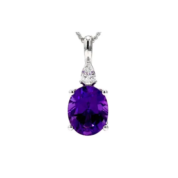 14K White Gold 2.64ctw Amethyst Oval + Pear Diamond on 18