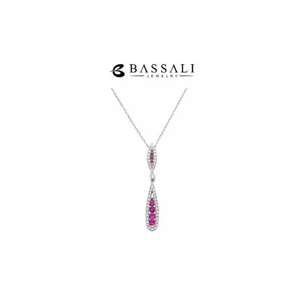 14K White Gold 0.24ctw Diamonds + 0.37ctw Rubies Teardrop Raleigh Diamond Fine Jewelry Raleigh, NC