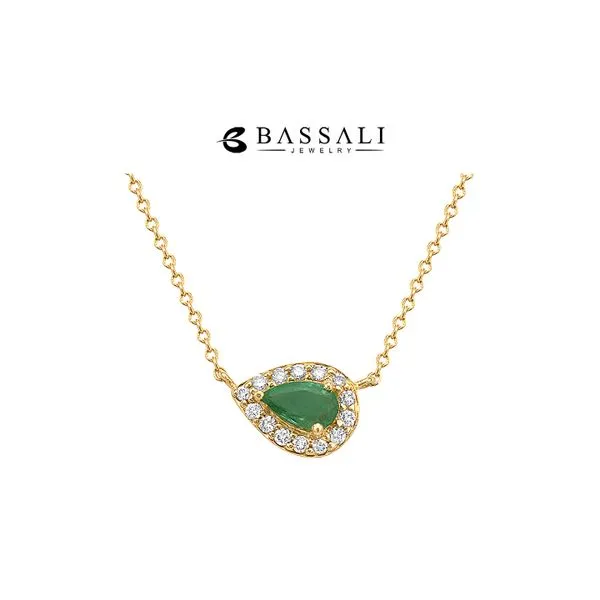 Bassali 14K Yellow Gold Emerald Pear 0.23ct + Dias 0.08ctw Raleigh Diamond Fine Jewelry Raleigh, NC