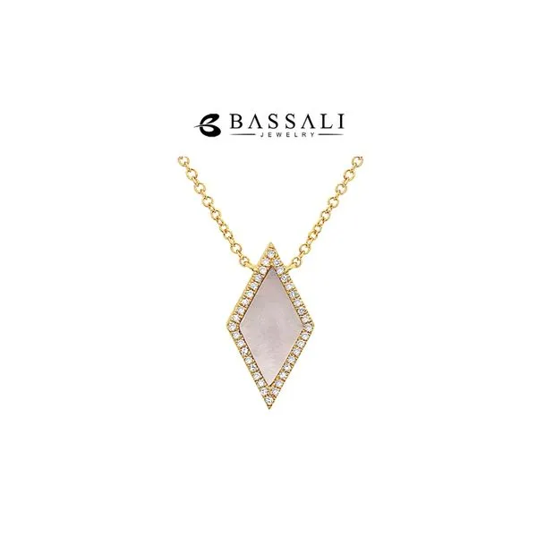 14k Yellow Gold Mother of Pearl + Diamonds 0.09ctw Raleigh Diamond Fine Jewelry Raleigh, NC