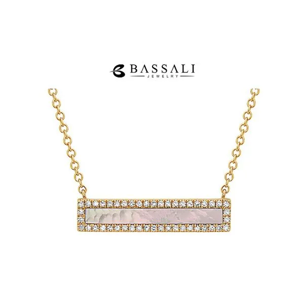 Bassali 14K Yellow Gold 0.10ctw Halo Diamonds + Mother of Pearl Raleigh Diamond Fine Jewelry Raleigh, NC