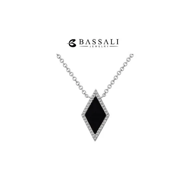 14K Whte Gold 0.09ctw Diamonds + Black Onyx Rhombus Raleigh Diamond Fine Jewelry Raleigh, NC