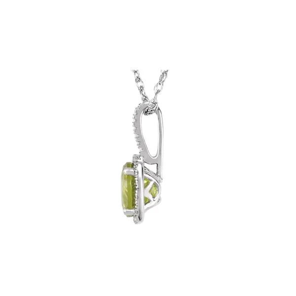 Sterling Silver 0.015ctw Peridot August Birthstone Diamond Necklace Image 2 Raleigh Diamond Fine Jewelry Raleigh, NC