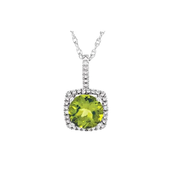 Sterling Silver 0.015ctw Peridot August Birthstone Diamond Necklace similar item image