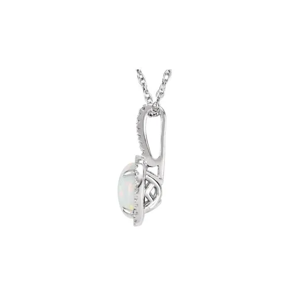 Sterling Silver 0.015ctw Created White Opal October Birthstone Necklace Diamonds Image 2 Raleigh Diamond Fine Jewelry Raleigh, NC