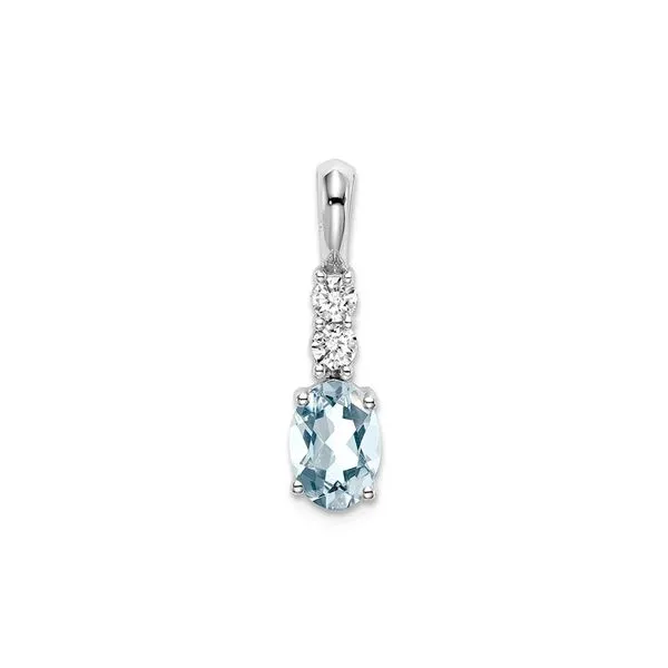 14K White Gold Oval Aquamarine & Diamond Charm Pendant - March Birthstone Raleigh Diamond Fine Jewelry Raleigh, NC