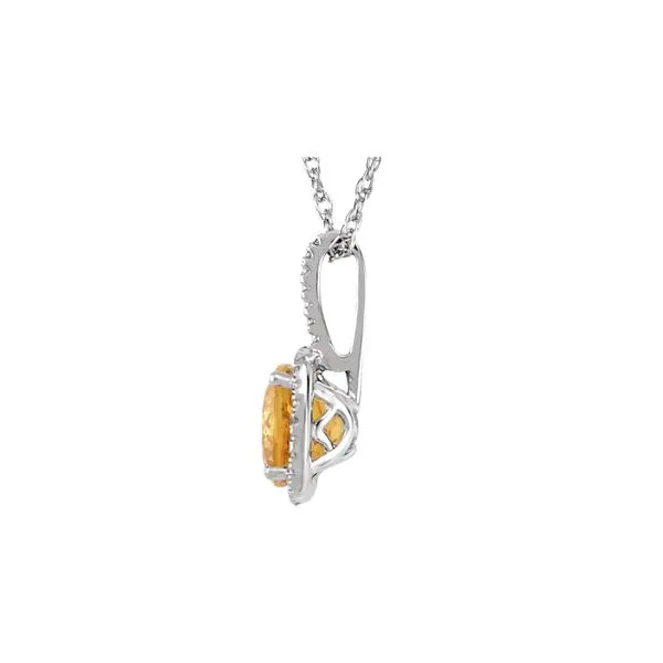 Sterling Silver 0.015ctw Citrine November Birthstone Diamond Necklace Image 2 Raleigh Diamond Fine Jewelry Raleigh, NC