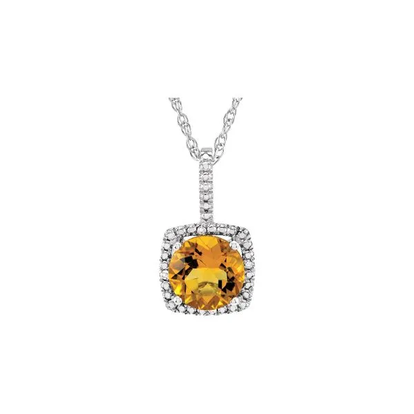 Sterling Silver 0.015ctw Citrine November Birthstone Diamond Necklace Raleigh Diamond Fine Jewelry Raleigh, NC