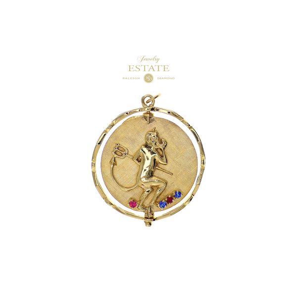 Estate 14K Yellow Gold Gemstone Devil & Angel Pearls & Gemstones Rotating Charm Pendant Raleigh Diamond Fine Jewelry Raleigh, NC