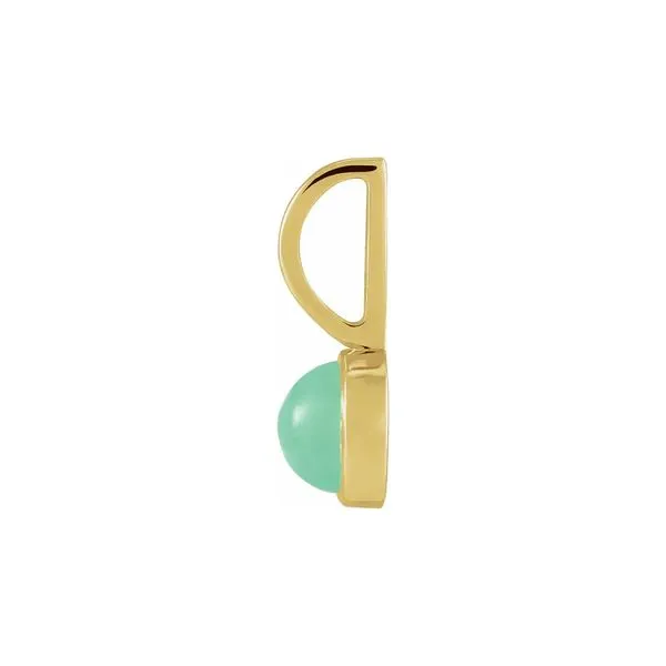 14K Yellow Gold 5.0mm Natural Green Chrysoprase Charm Pendant Image 2 Raleigh Diamond Fine Jewelry Raleigh, NC