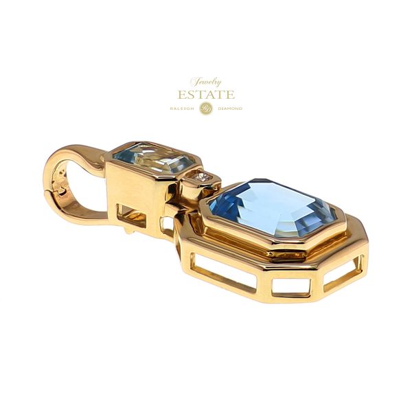 Estate 14K Yellow Gold Blue Topaz and Diamond Enhancer Image 2 Raleigh Diamond Fine Jewelry Raleigh, NC