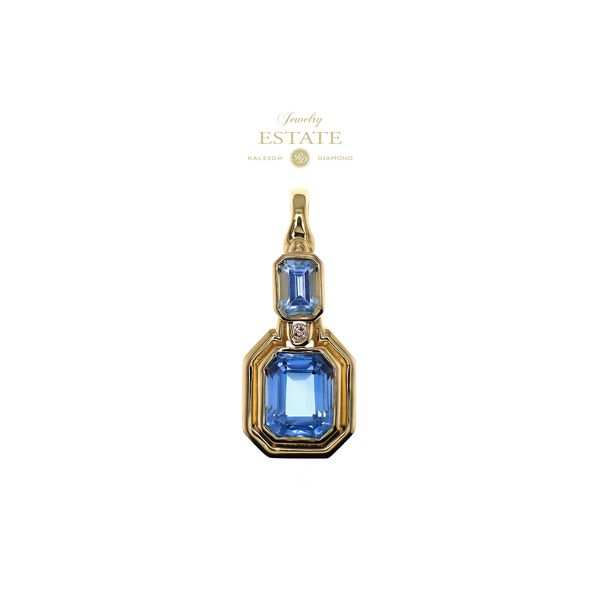 Estate 14K Yellow Gold Blue Topaz and Diamond Enhancer Raleigh Diamond Fine Jewelry Raleigh, NC