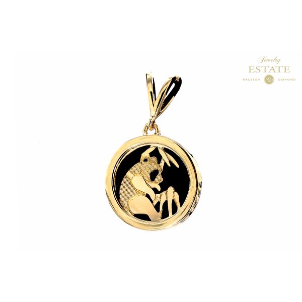 Estate 14K Yellow Gold Panda Polished Black Stone Pendant Raleigh Diamond Fine Jewelry Raleigh, NC