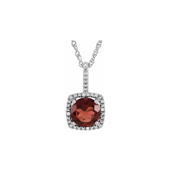 Sterling Silver 0.015ctw Garnet January Birthstone Diamond Necklace Raleigh Diamond Fine Jewelry Raleigh, NC